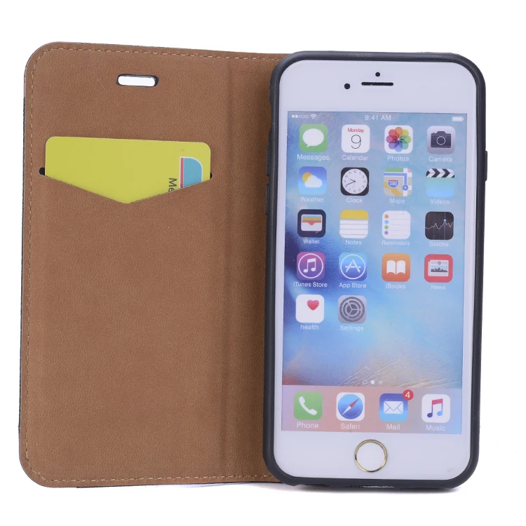 Honeydew melon pattern Rfid Blocking Carbon Fiber case pu leather flip cover for iPhone 7