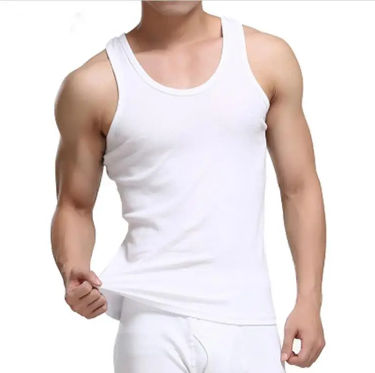 summer china custom compression mens white wholesale 100% cotton long gym tank tops for men india blank tank top