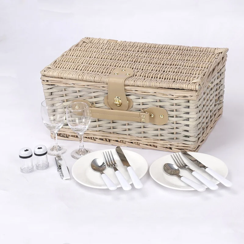 Free Sample Factory Woven  Wicker Picnic Basket With Lid