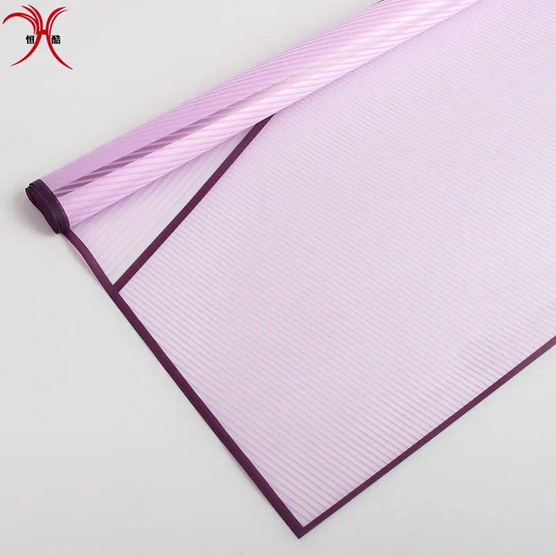 Cheap flower wrapping paper Translucent Christmas Flower Bouquet Wrapping PVC Paper Matt Film Printed Lines Paper