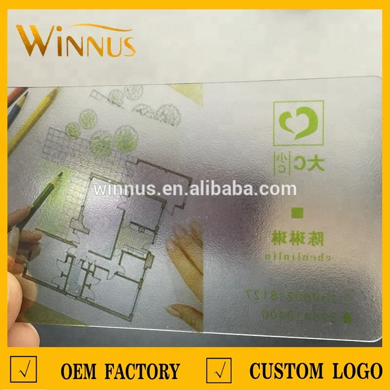 cheap printing clear plastic material transparent pvc business card