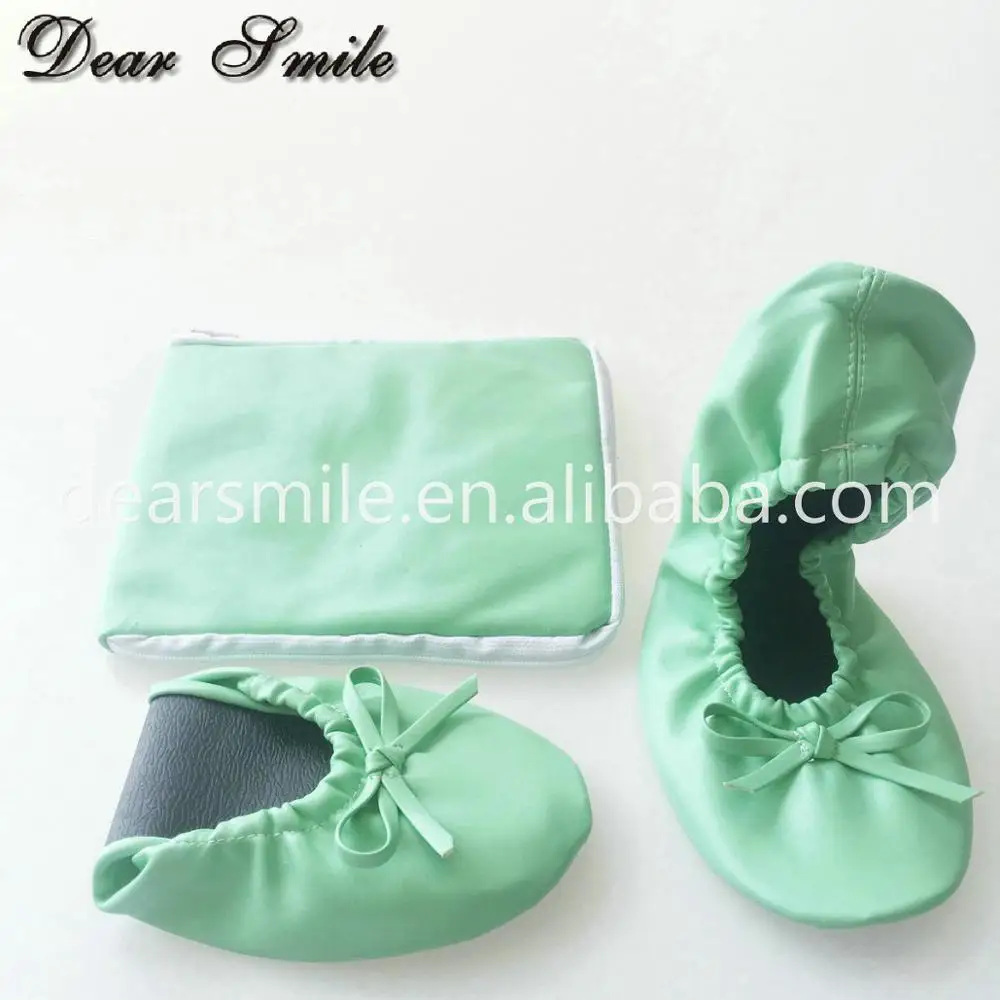 Big discount shoes ladies foldable travel slipper folding ballerina flat with large pocket