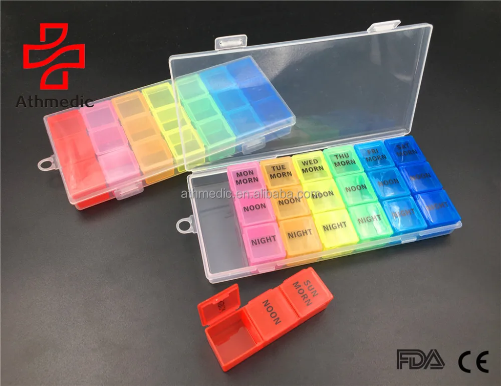 2022 Athmedic Еженедельный разделитель радужного цвета для пищевых продуктов, 21 кейс для таблеток, Органайзер