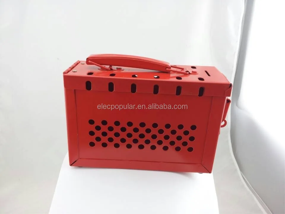 portable 13 padlocks steel red color compact lock out tag out box