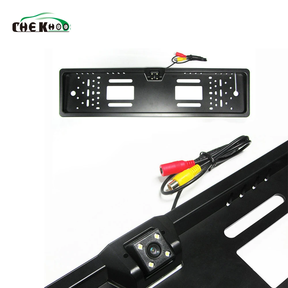 EU European License Plate Frame Car Rear View Camera Waterproof Night Vision Reverse Backup Camera 4 LED light