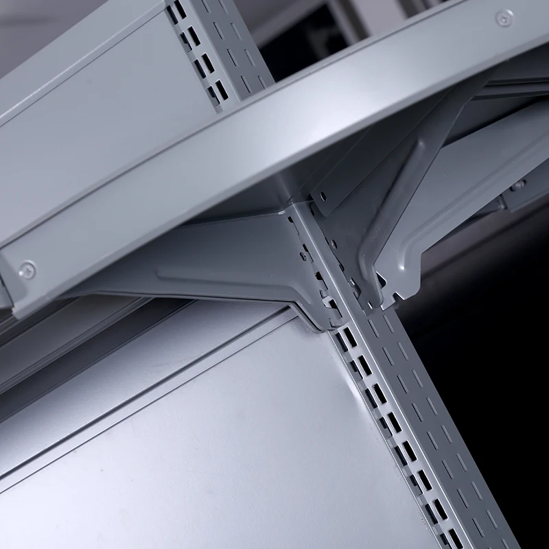 New design metal round ending shelf european style supermarket shelf