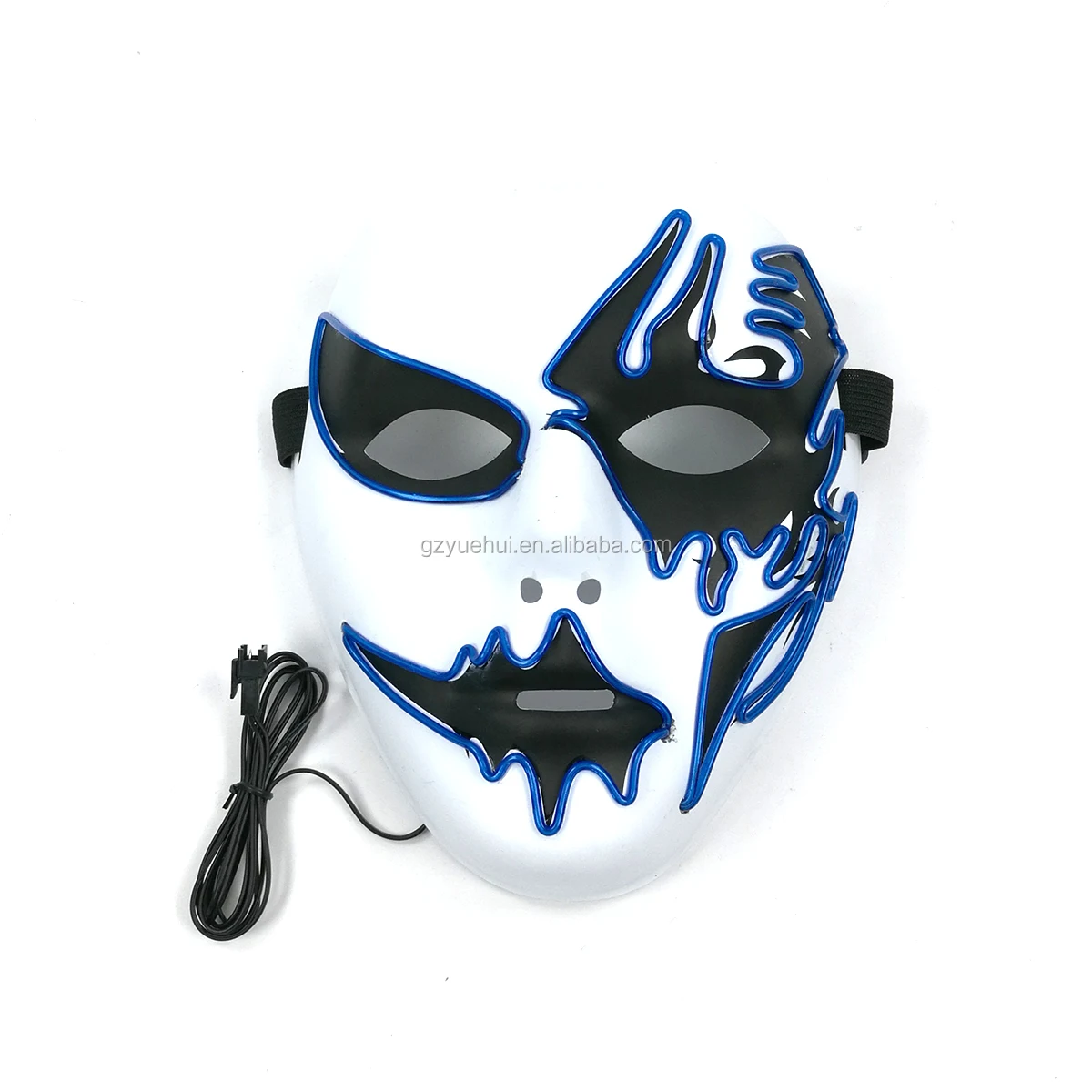 Trendy Wedding Decor Hand-Painted EL Rope Tube Flashing Birthday Mask Fancy Neon Led Strip Grotesque Mask for Carnival