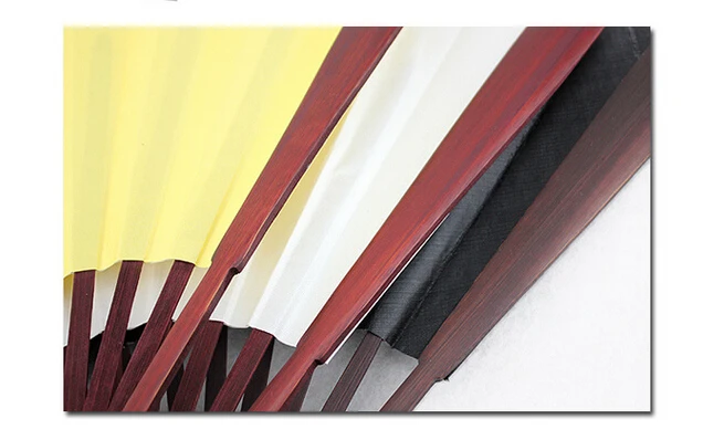 
high quality custom carved bamboo hand fan two side printing silk folding hand fan 