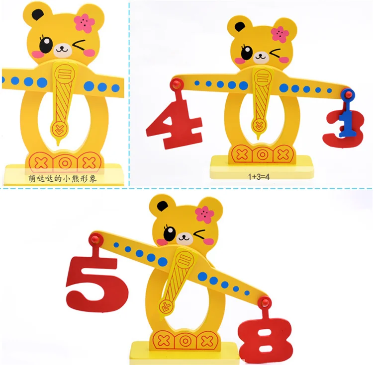  Детская деревянная балансировочная игрушка милый медведь в форме цифр и фруктов