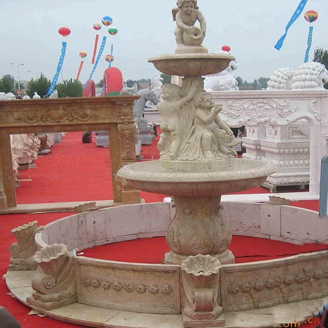 Customized Park Square Landscape Fountain,White Black Carving Granite Stone Courtyard Villa Decoration,Stone Fountain