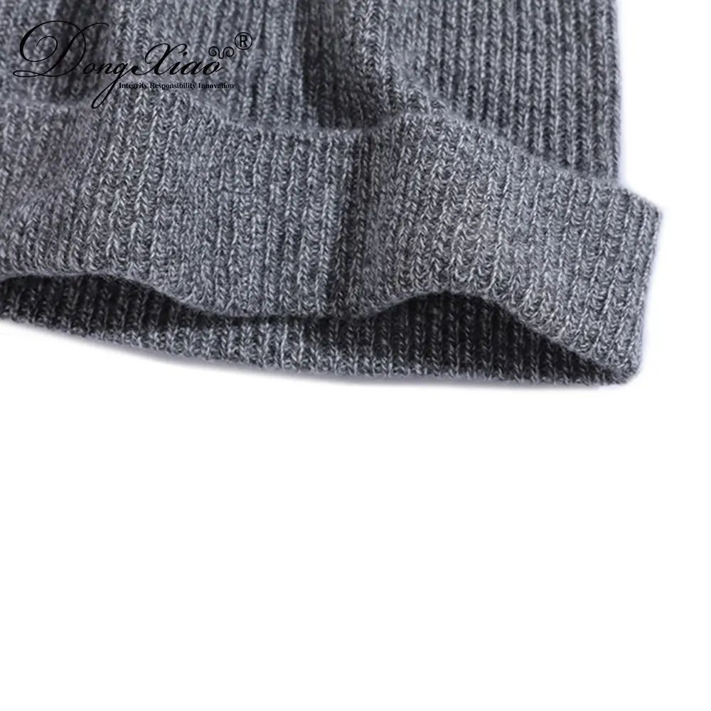 Hot sale custom cashmere warm soft knitted kids or adults hat beanie Fold up Cashmere hat for winter