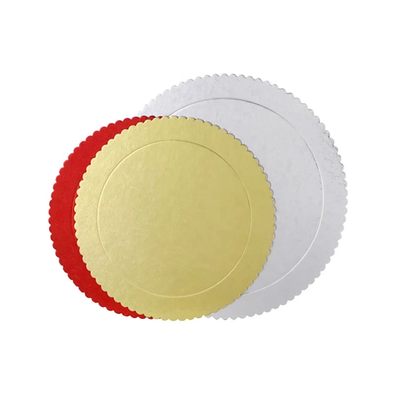 Wholesale Custom Shape Golden / Silver Sheet Foil Paper Lace Cake Board Mat For Desserts Mini Cake Drums