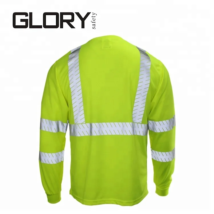 Breathable polyester moisture wicking birdeye safety shirt with reflective tape