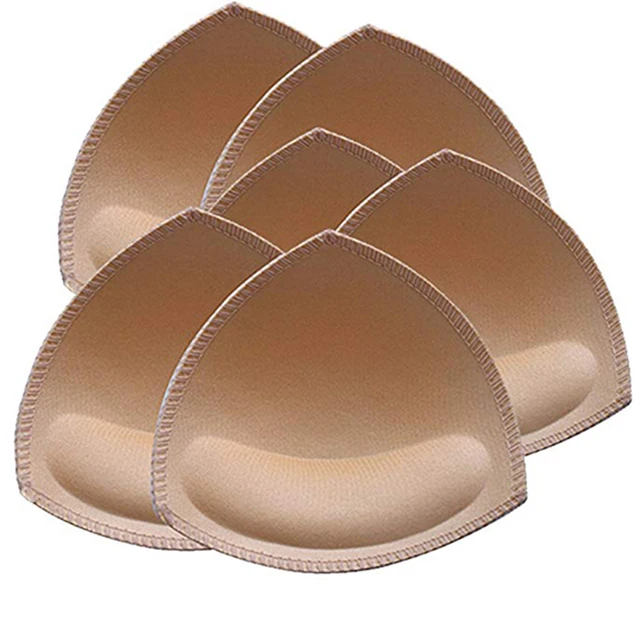 
Bra Pads Inserts 6 Pairs,Removeable Bra Pad for Sports Cups Bra and Bilini Pad Bra Inserts,Triangle Shape Beige or Black 