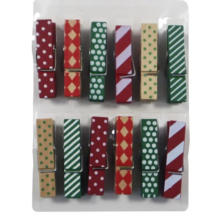 Custom printed wooden small  pegs clothes pin