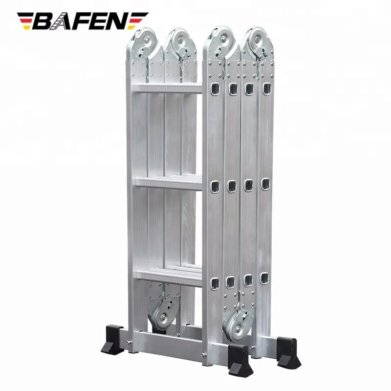 EN131 330LB 12.5FT step platform multi purpose aluminum folding scaffold ladder