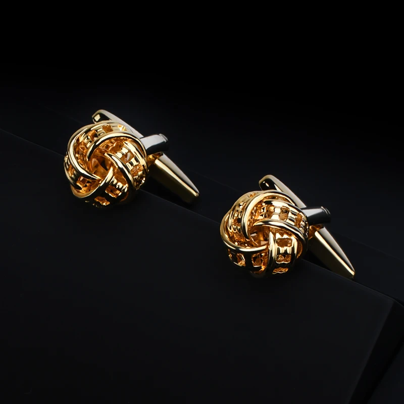 Shirt Gold Cufflinks Black Silver Tone Unique Business Wedding Silver Knot Cufflinks for Men