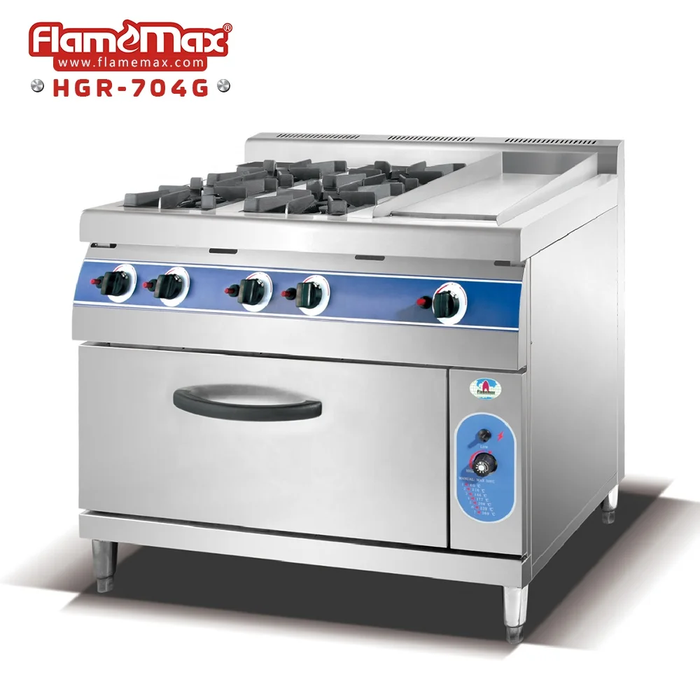 HGR-96E Commercial Freestanding Italian 6-burner gas range with electric oven
