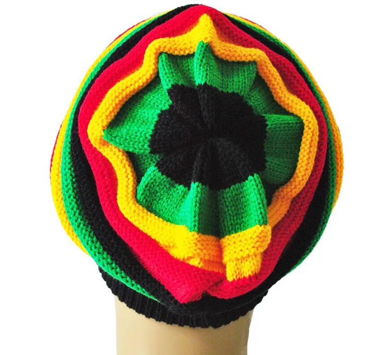 Rasta Beanie, rainbow slouch beanie, Jamaica beanie