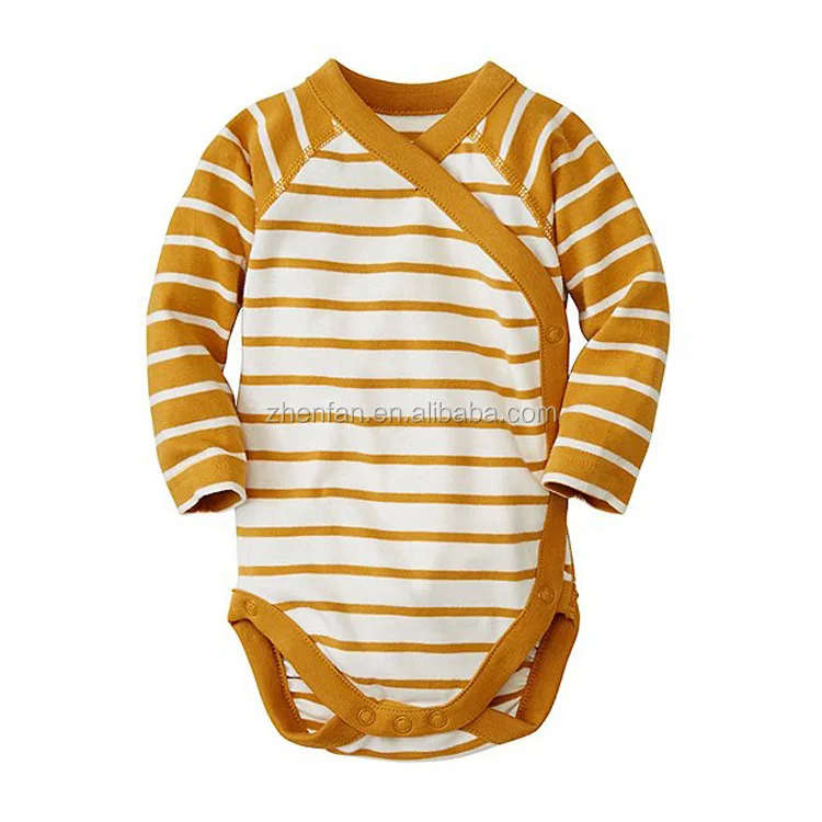 
100%cotton stripe baby boy long sleeve romper 