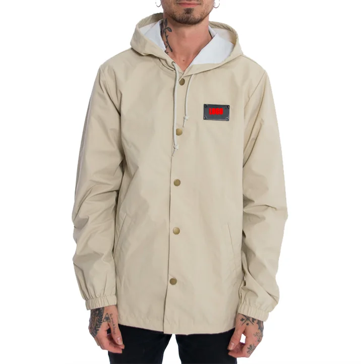 Mens Streetwear Jacket Blank Hooded Nylon Coaches Jacket Wholesale