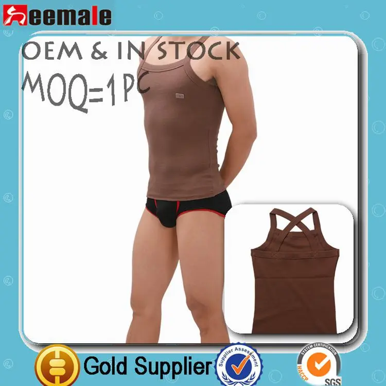 
New Arrival 2014 Men Slim Mens Tank Tops 100% Cotton Square Collar SU15002 