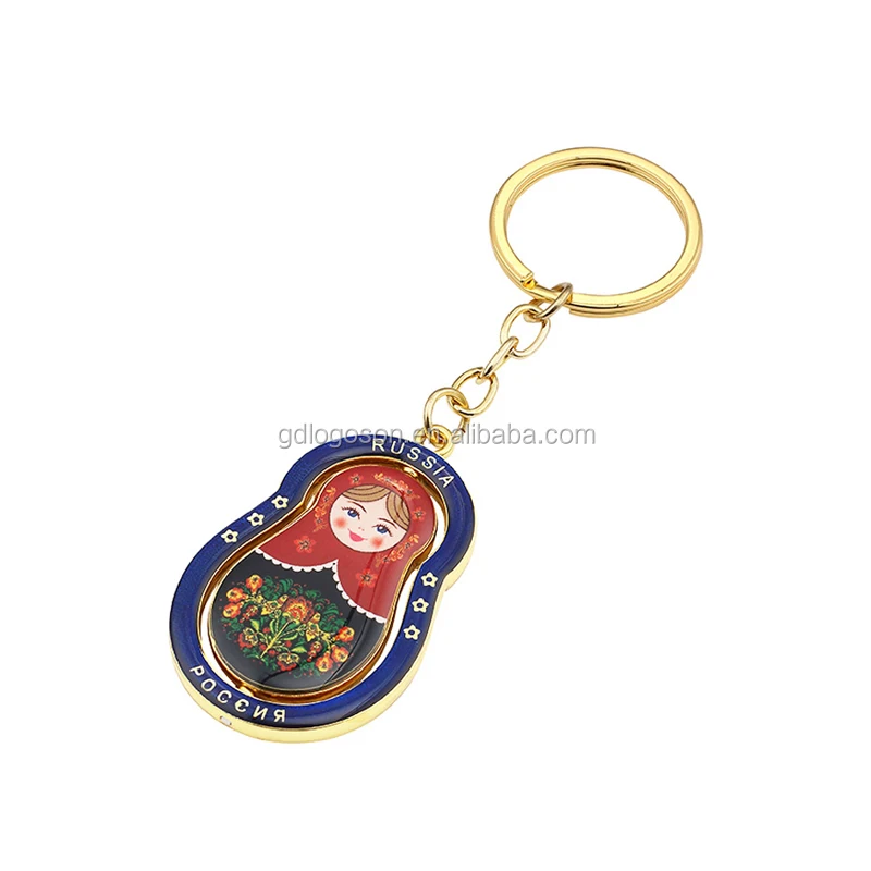 Custom key chains wholesale Russia cartoon spinning matryoshka doll keychain