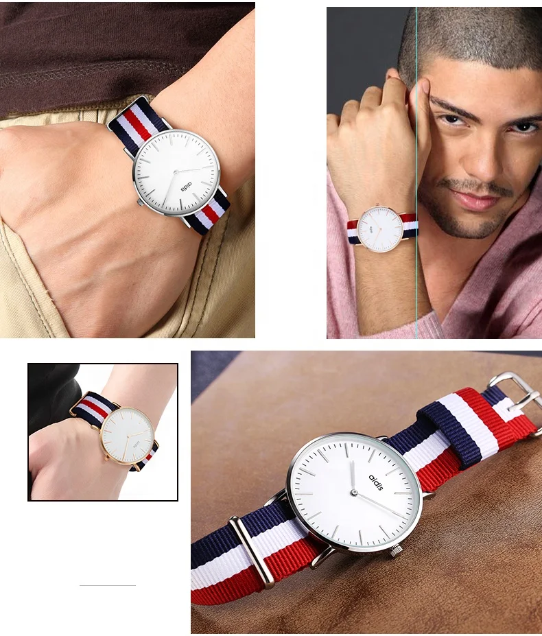 2019 Newest Free Sample Women Watch Waterproof Girl Watch Brand Alloy Fashion Unisex Charm Quartz Water Resistant Nylon Pointer