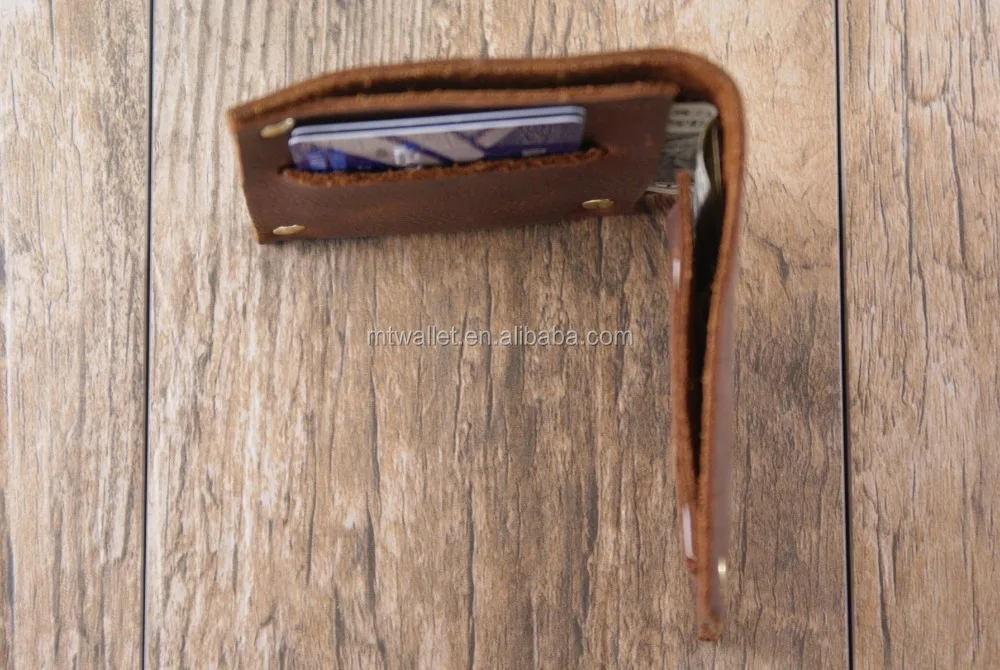 Full riveted minimalist Mexican leather wallets card holder in oil tanned cowhide leather full grain real leather wallet