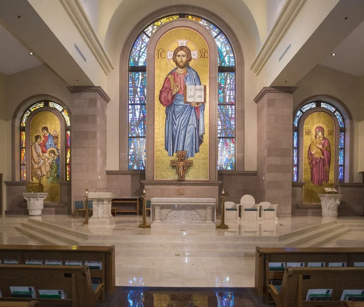 Religious mosaic, church mosaic pattern