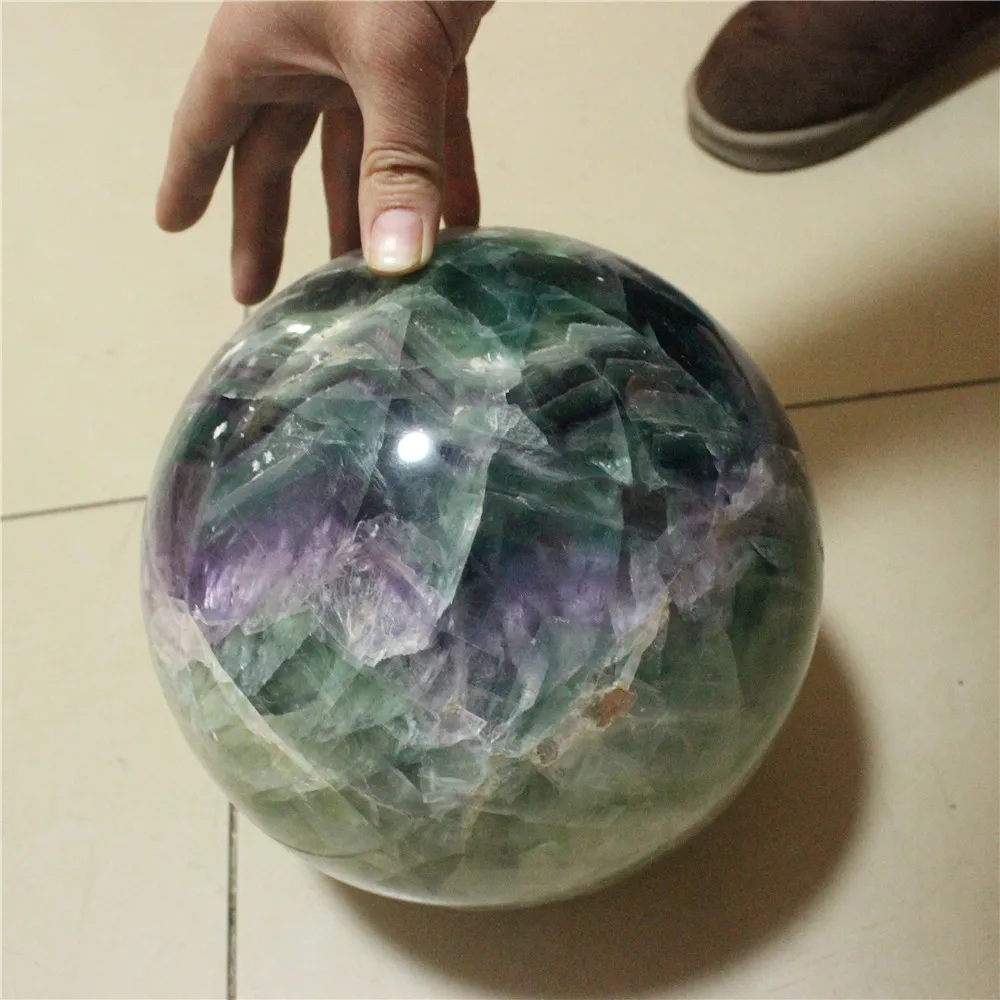 200mm natural large rainbow fluorite stone sphere ball