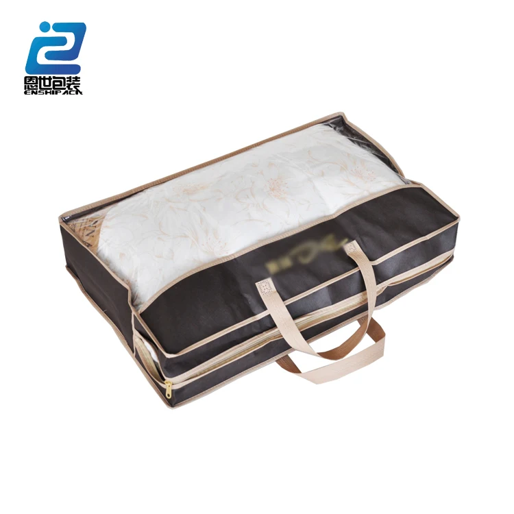 Clear PVC Blanket Packaging Bag With Handle Pillow Zipper Vinyl Storage Bag