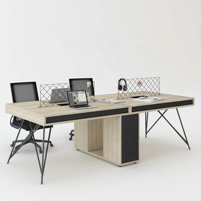 
4 people office desk with cabinet employee desk 