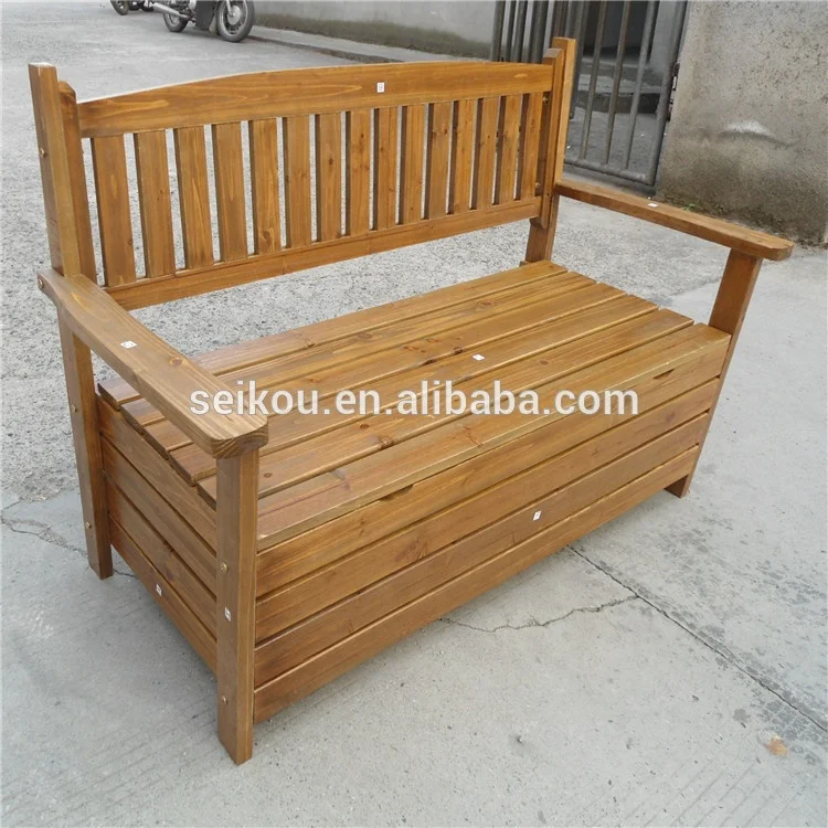 Patio Wooden Storage Bench with Open Seat