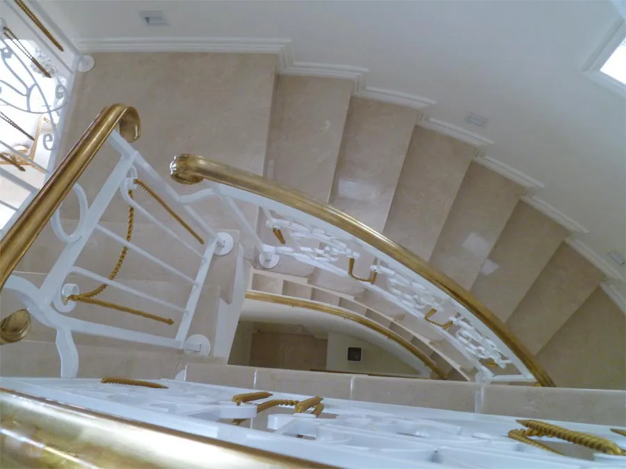 Classical high-end spiral design crema marfil marble stairs