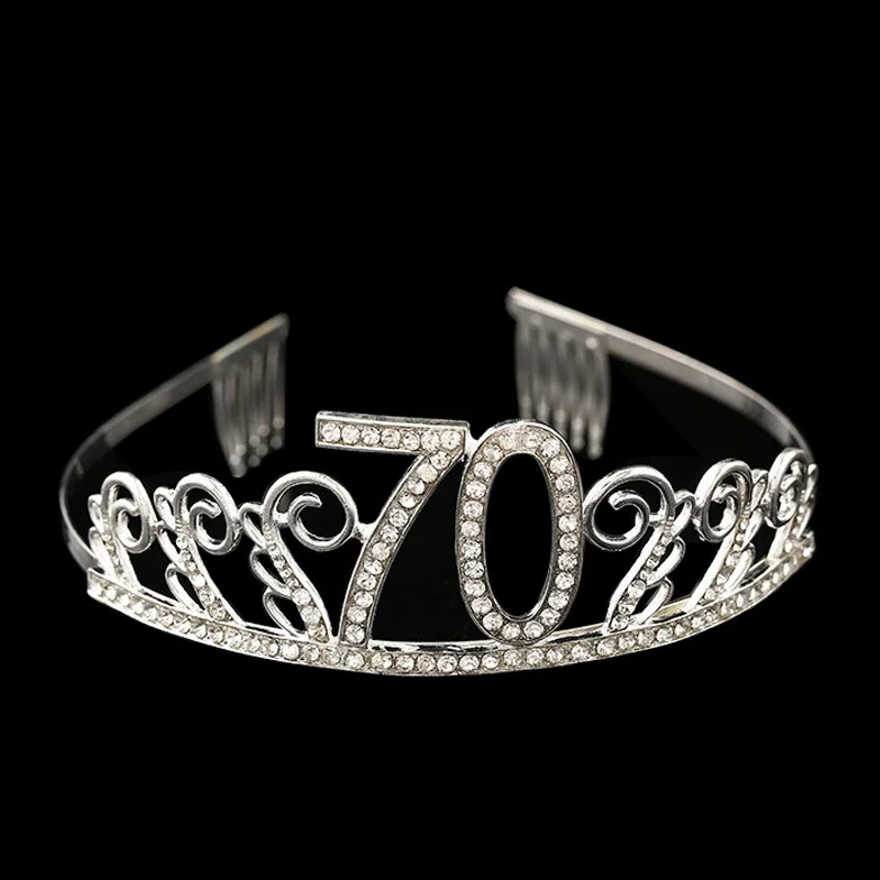 2018 new 21st bride crown fashion crystal pink queen birthday crown 20th 40th 50th 60th 70th 80th