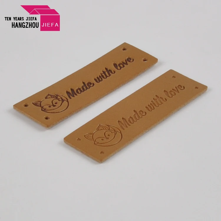 Custom Printed Embossed PU Leather Labels with Logo for Garment