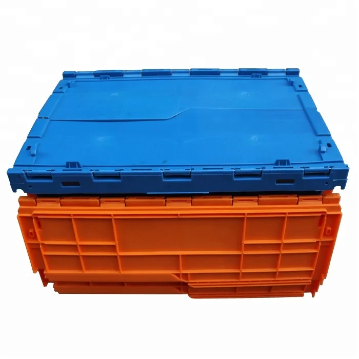 QS big crates for sale used plastic crates with lids and attached Moving Totes Storage Boxes Plastic Transport Crates