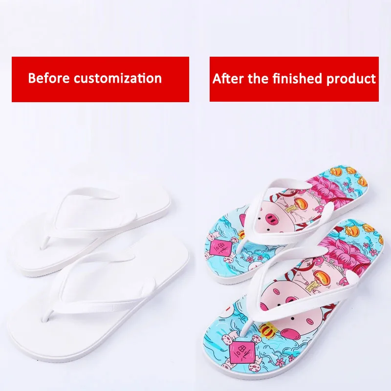 Hot sale 2019 personalization slippers custom print sublimation blanks popular white flip flops