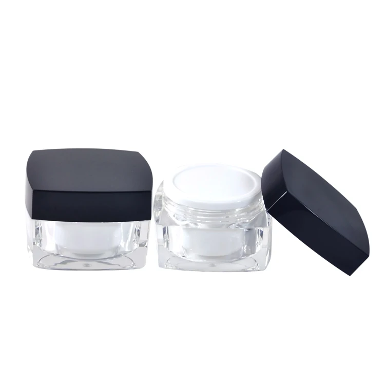 
Cheap and good quality 5g 10g 15g 30g 50g square empty acrylic double wall cosmetic cream jar 