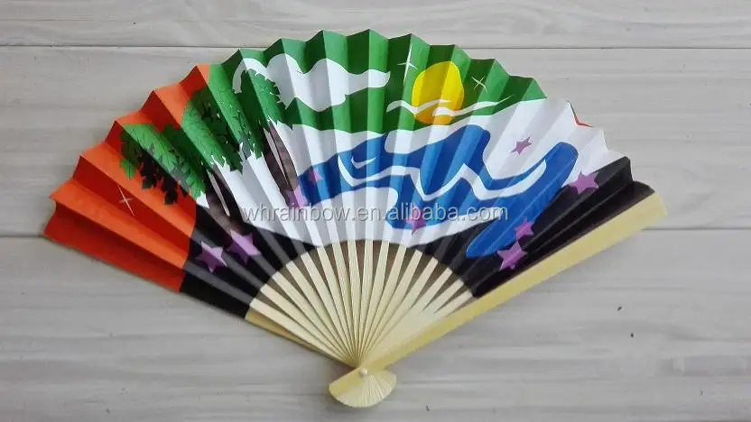 25 см свадебные украшения бумажный Складной вентилятор с бамбуковыми ребрами