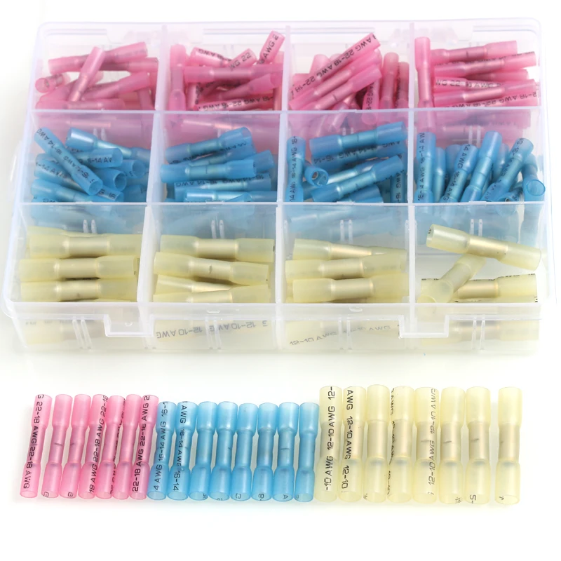 Urlwall 180PCS Marine Wiring Waterproof Conector Heat Shrink Solder Seal Electrical Heat Shrink Butt Connector Kit