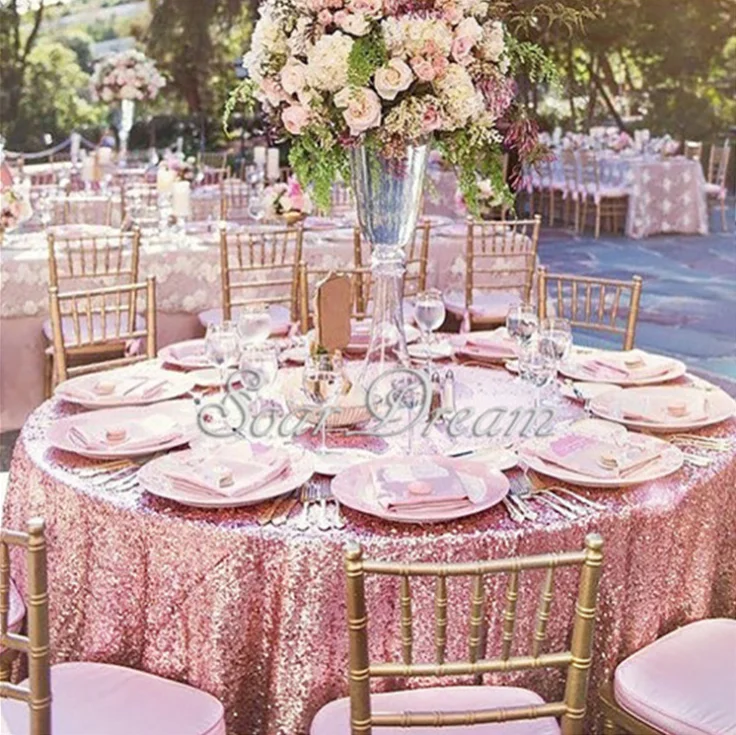 Wholesale factory price  120  inch round gold sequin table cloth for wedding