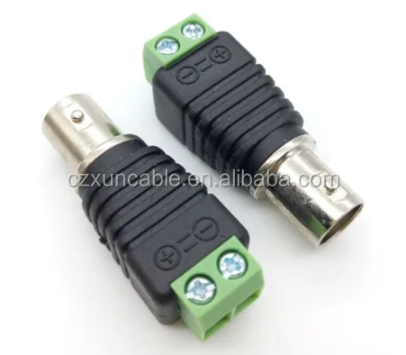 DC Power Green 50 ohm BNC Male Female RF Coaxial Terminal Coax Adapter Balun Connector Set to Q9 Screw Cat5 Cat6 with CCTV Video