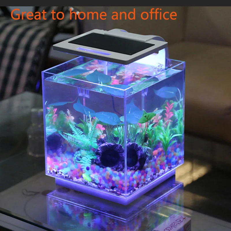 quadrate mini Aquarium acrylic fish tank cube with led high light lamp