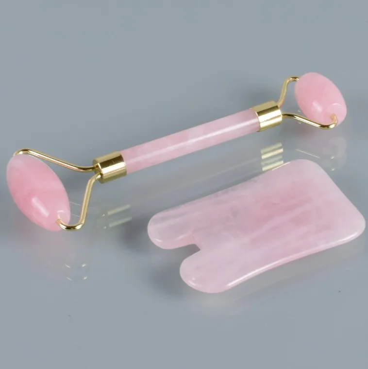 High Quality Rose Quartz Jade Roller And Gua Sha Kit For Women Beauty Care Gift