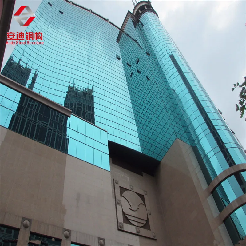 Высокая стальная конструкция, алюминиевая и стеклянная занавески для зданий