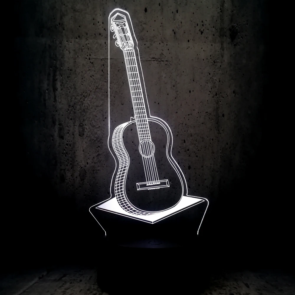 Creative POP Country Music Guitar 3D USB LED Lamp 7 Color Change RGB Night Light Bedroom Decor Lighting Musical Instruments