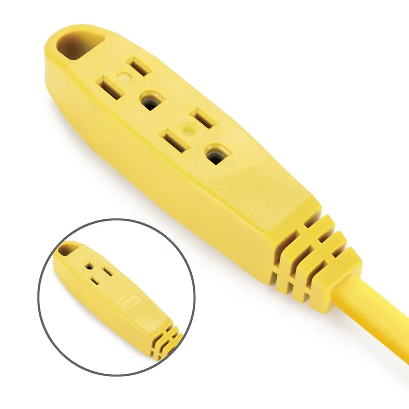 100 Feet 3 Outlet Heavy Duty Extension Cord Outdoor Extension Cord NEMA 5-15 3pin Plug Pvc Jacket Home Appliance Lighted Ends