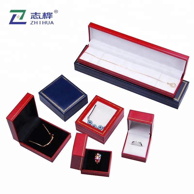 ZHIHUA Wholesale Leather Necklace Packaging Custom Logo Gift Box Blue Pendant Case